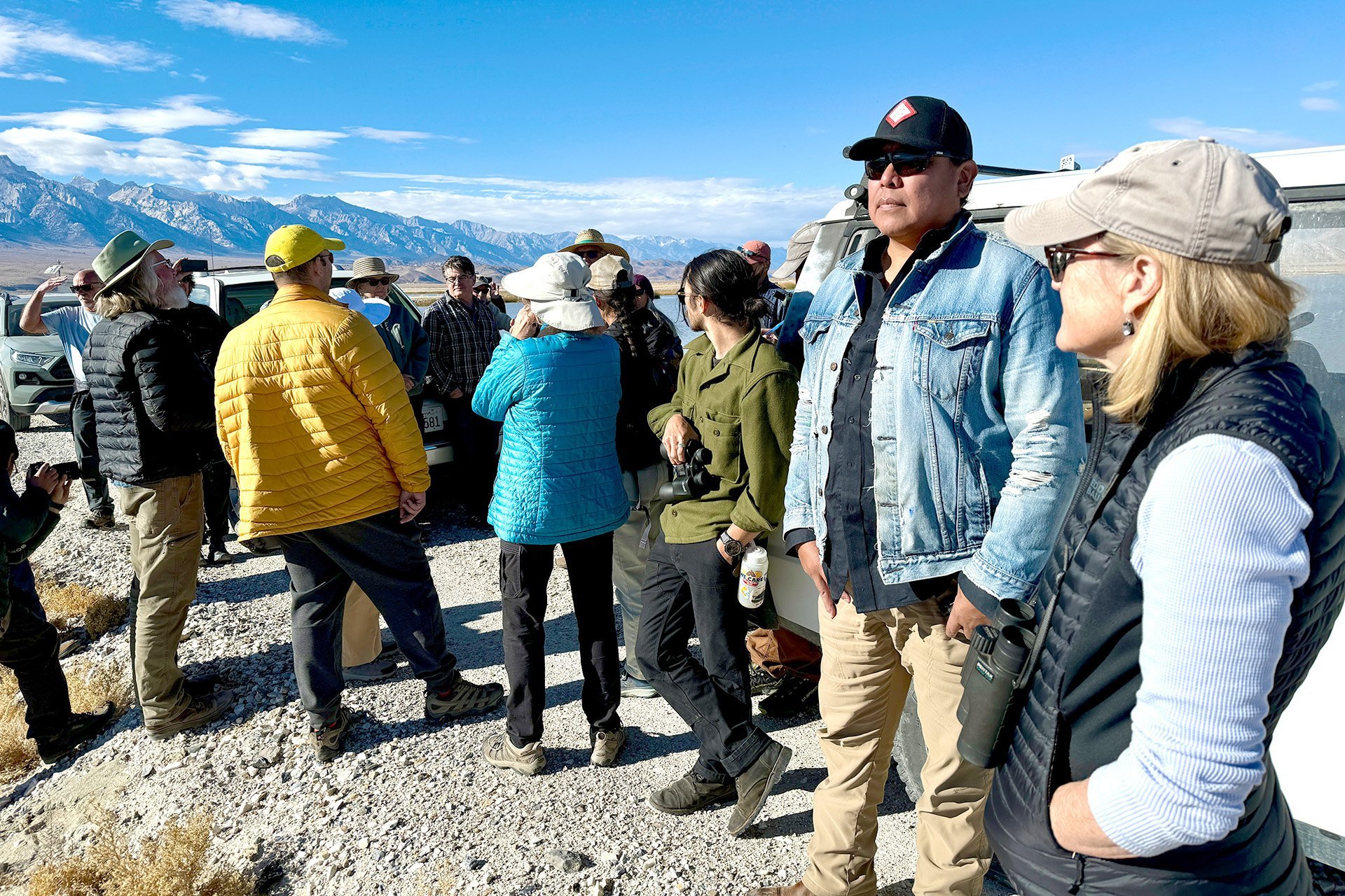 Michael Prather leading an interpretive walking tour of Patsiata’s (Owens Lake) on Sunday, November 17, 2024.