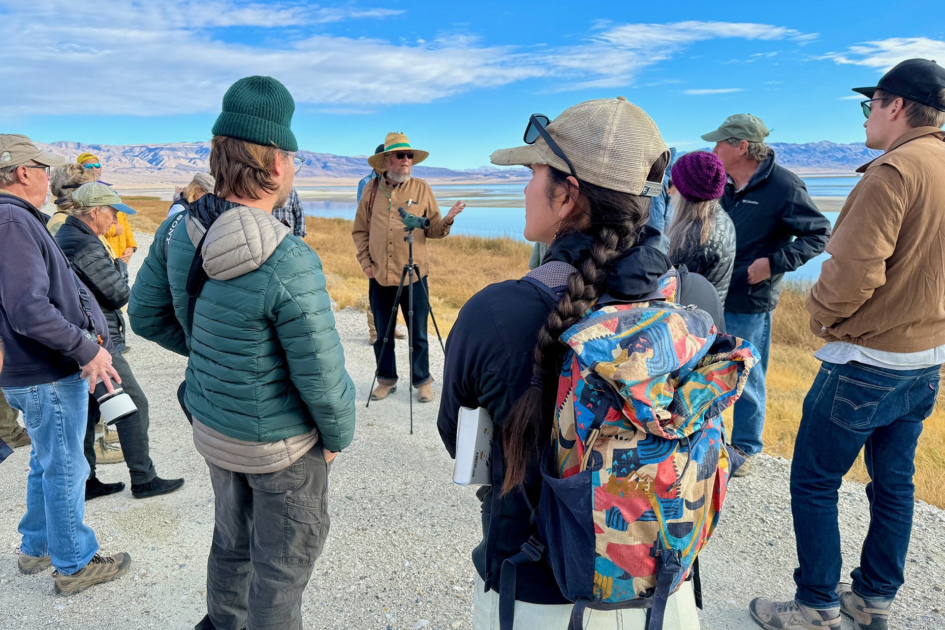 Michael Prather leading an interpretive walking tour of Patsiata’s (Owens Lake) on Sunday, November 17, 2024.