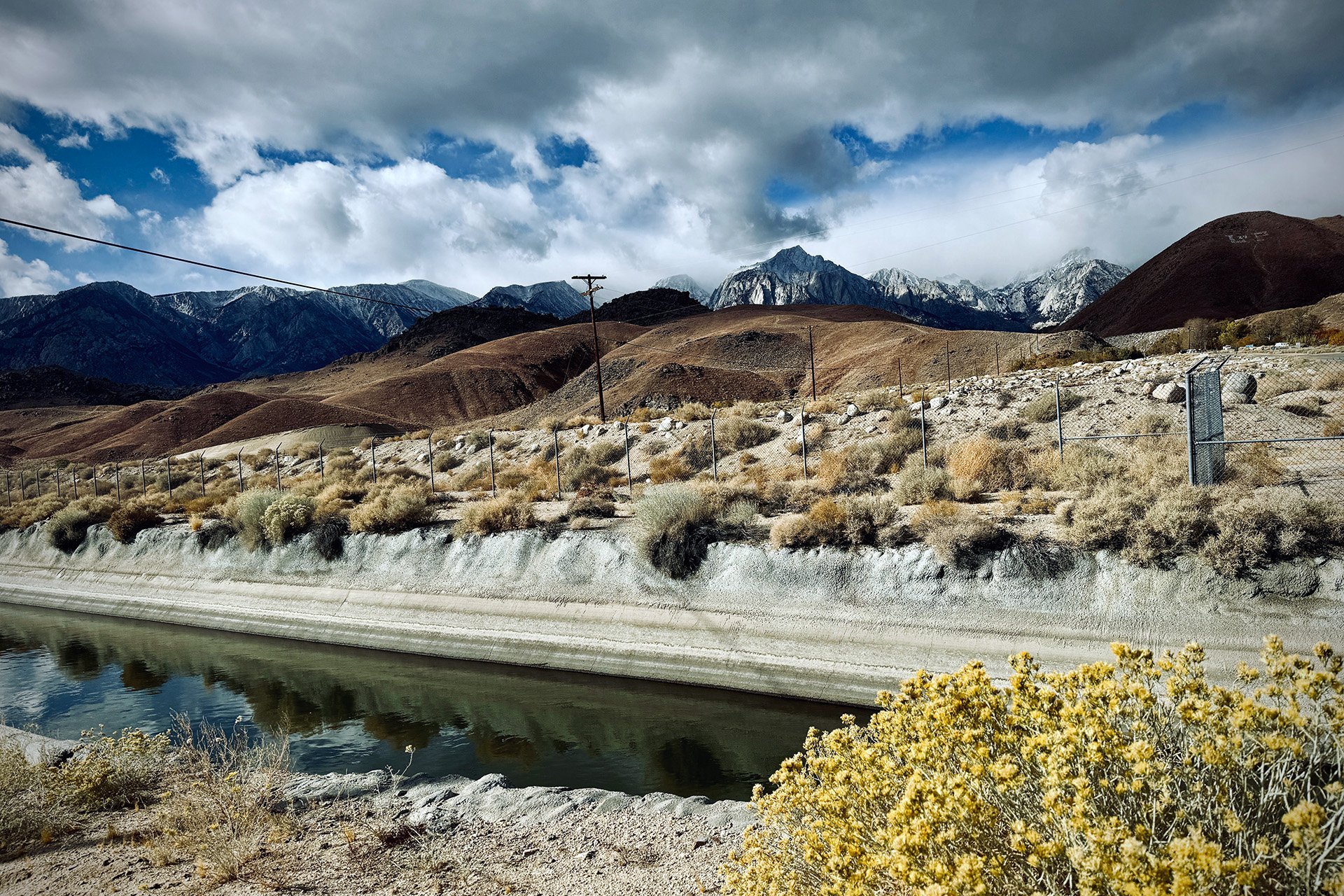 The Los Angeles Aqueduct and Mt. Whitney photographed in Lone Pine, CA, Friday, November 15th, 2024.